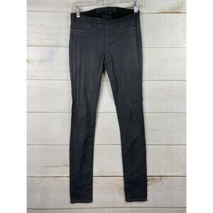 Helmet Lang Pants 26 Gray Wax Coated Skinny Faux Leather Look Tapered Legging